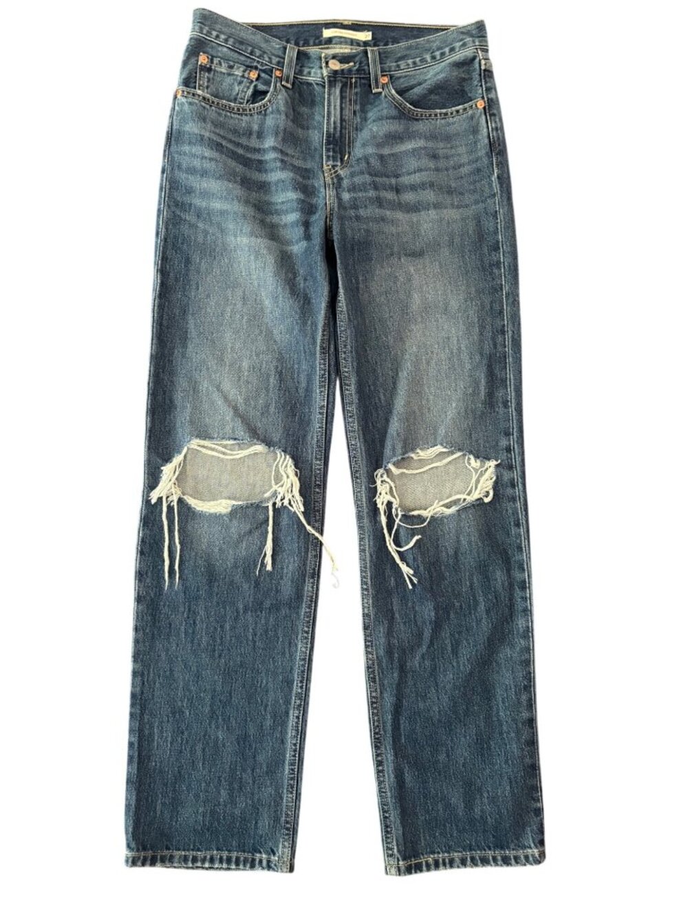 Levi’s Low Pro Straight Medium Wash Distressed Denim Jeans Size 27 - Picture 3 of 12